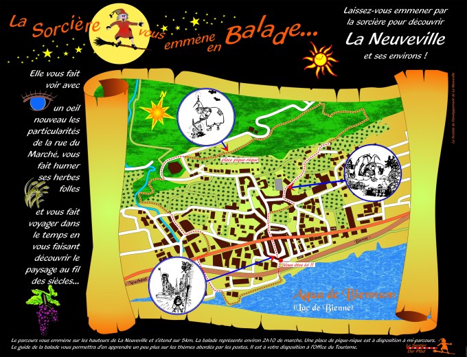 Panneau Balade de la Sorcière Carte de la Tour de Rive